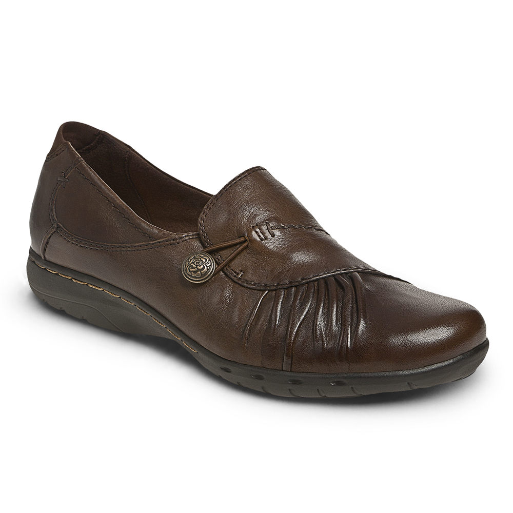 Rockport Womens Slip-On Dark Brown - Cobb Hill Paulette - UK 497-YJSHAU